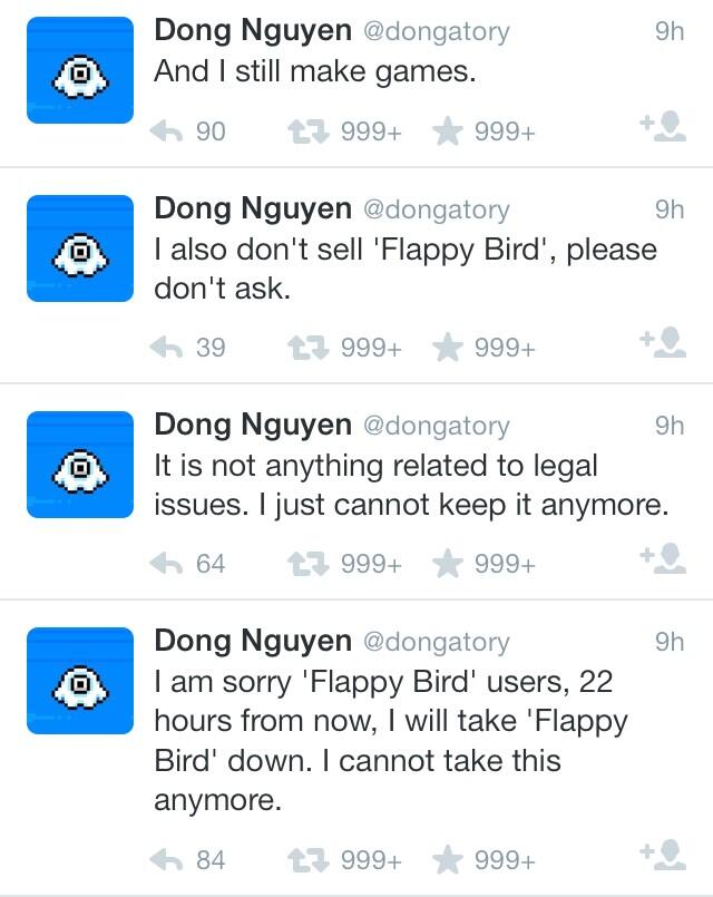 Flappy Bird Creator Reveals Why He Pulled the App, 'Considering' Returning Flappy Bird to App Store - MacRumors