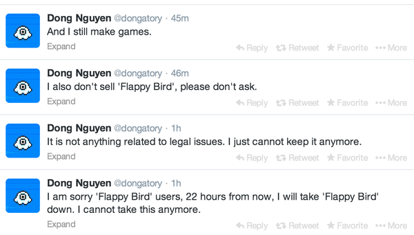 VGFGamers's tweet image. Flappy Birds is being permanently pulled from app stores Sunday morning. Multiple sources confirm.