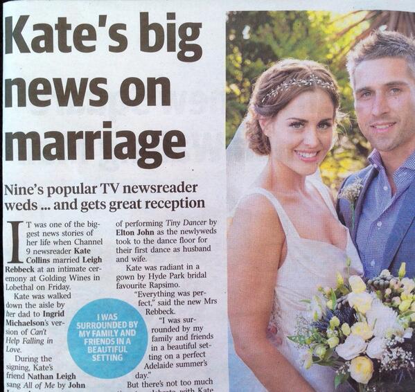 Nice mention in the <a href="/sunmail/">Fmst1203</a> today. What a lovely couple :) cc <a href="/KateCollins9/">Kate Collins</a> #AdelHills #Adelaide #wedding