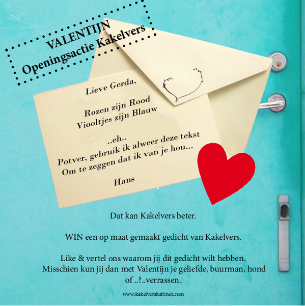 Win een op maat gemaakt Valentijnsgedicht van Kakelvers. Like, RT of stuur een bericht. #Gedicht #Winnen #Valentijn