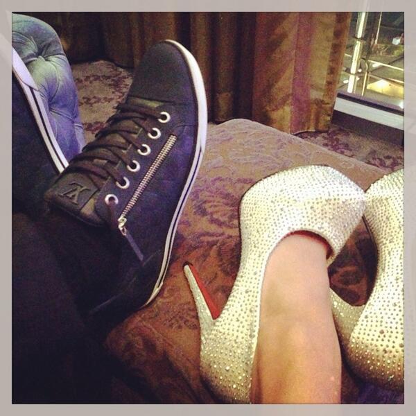 KatieV_'s tweet photo. His new #LouisVuitton and my new #redbottoms #crystals #princess http://t.co/P8MsbKxiRm