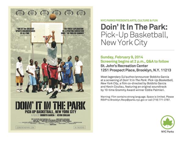 koolboblove's tweet photo. Hitting 2pm @DOINITINTHEPARK free screening @ St. John's Rec (Prospect Pl, Troy/Schenectady). Q&amp;A after! @nycparks http://t.co/ltF0z8JW1P