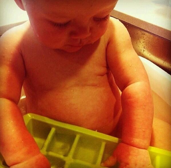 Lou taking a bath