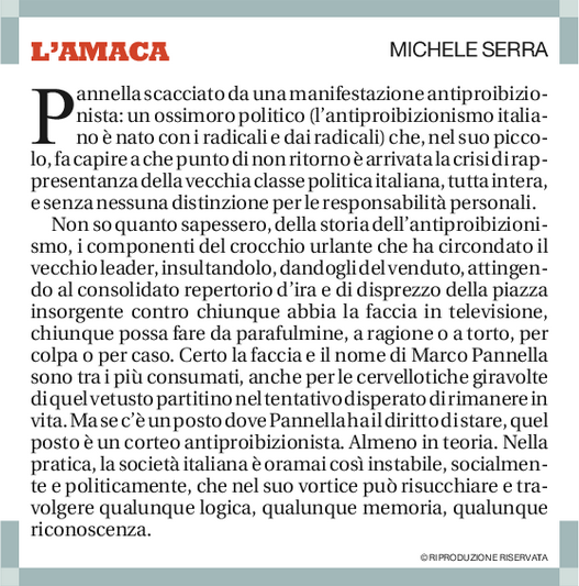 Antiproibizionisti contestano Pannella: ''Che sei venuto a fare?''. Il video larep.it/1iCjqUm