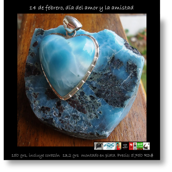RDLarimar's tweet photo. Pieza de 150 grs,corazón en Larimar (13,2grs) montado en plata. Precio;5.750 RD$ 14 de Febrero,día del amor i amistad http://t.co/rGlNihWw6o