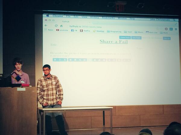 createatcooper's tweet image. Demo Time! Currently up is FailHub! #hackCooper