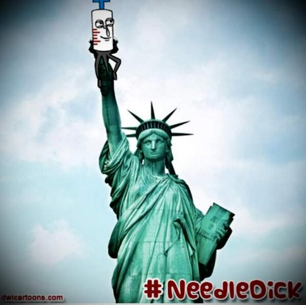 Not only does Needledick love Canadians but he also loves all you Yankees out there! #statueoflibery