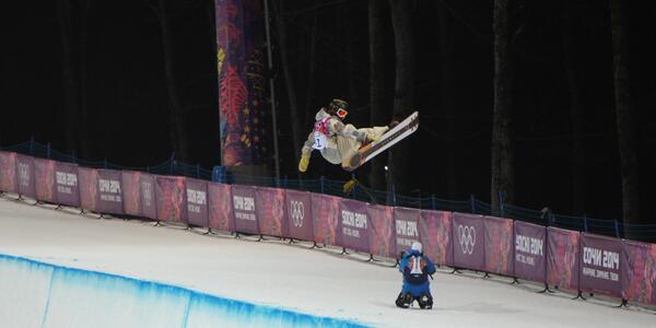 NBCOlympics's tweet photo. #TeamUSA's Danny Davis (@theDDeadshow) getting some halfpipe practice in: http://t.co/D9gS9YW281