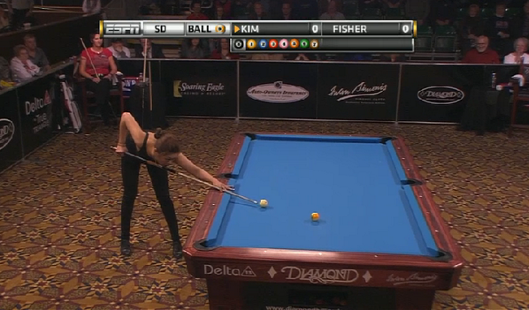 alison_fischer's tweet photo. Title defended! Ga-Young Kim @littledevilgurl takes the @WPBAbilliards Masters w/a good safe off the break! #wpbalive http://t.co/KHgfnJIAhs
