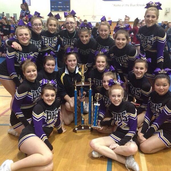 Congrats to the JV Cheerleaders on 1st place and Grand Champions ay the Blue Streak Cup at Saratoga High!  <a href="/BSCSD/">Ballston Spa CSD</a>