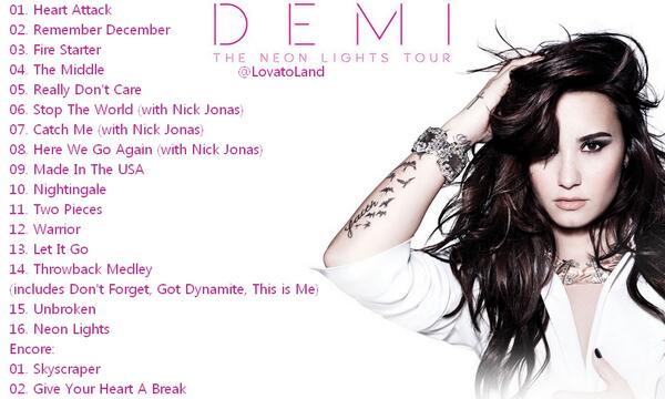 tæppe Afvigelse Mutton a n n i on Twitter: "“@LovatoLand: Demi Lovato Setlist for The Neon Lights Tour http://t.co/LntXS8bU1h” O M G" / Twitter tæppe Afvigelse Mutton a n n i on Twitter: "“@LovatoLand: Demi Lovato Setlist for The Neon Lights Tour http://t.co/LntXS8bU1h” O M G" / Twitter