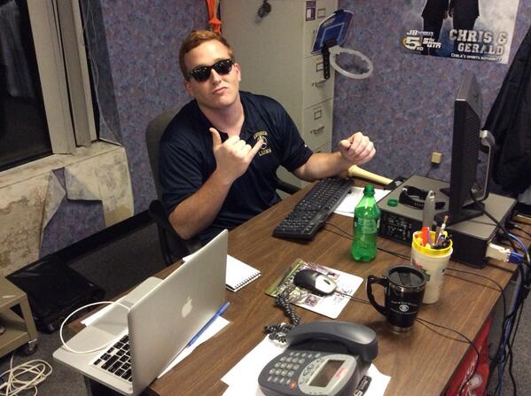 al_quartemont's tweet photo. How @GeraldGruenig preps for sports. His future's so bright... http://t.co/L2fNOGp7Hs