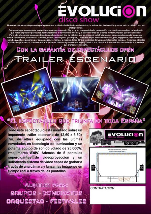Os presentamos el nuevo show de Espectáculos OPEN para el 2014!!!
#DiscoShowEVOLUCION en TRAILER ESCENARIO!!!! RT!!!