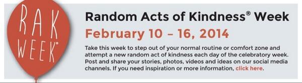 JulieCane's tweet photo. It's Random Acts of Kindness Week...surprise someone with a kind act! It will make you feel good.  #viaUberSocial http://t.co/QaKsHbRvFh