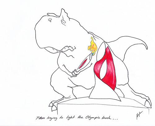 IVANtheTrex's tweet image. Well... I tried to light the Olympic torch. #tinyarmproblems  #sochi2014fails