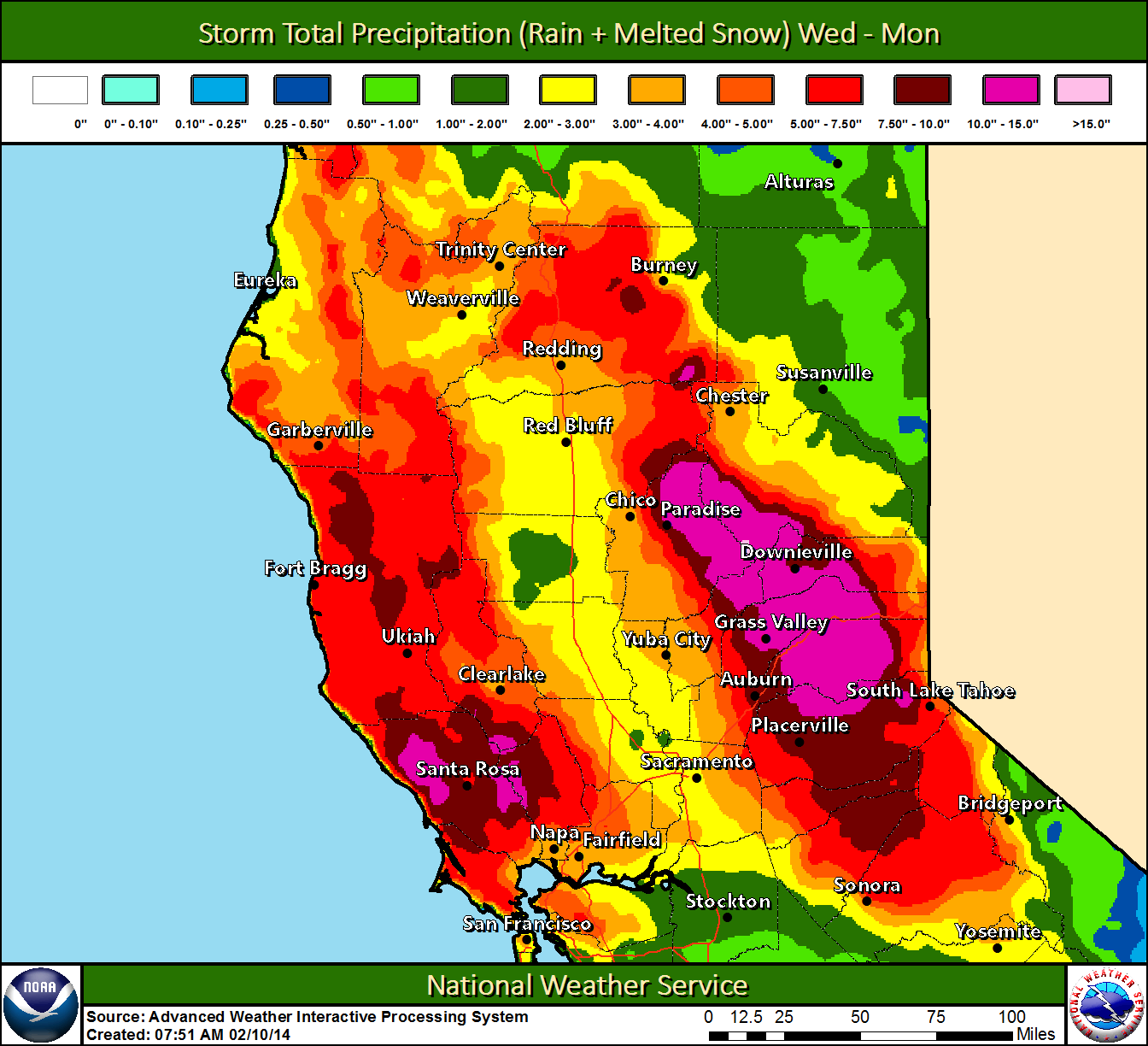 NWS Sacramento on Twitter "The totals are in! Here is a prelim look at