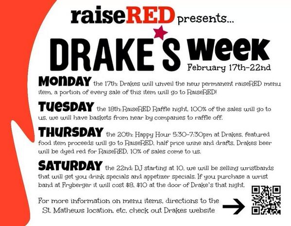 raiseRED_UofL's tweet photo. Not used to a full week of class? Power through, because next week is @DrakesStMatts week! http://t.co/JoNNS2CJn7