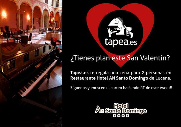 ¿¿Tienes plan este San Valentín??  te regalamos una cena para 2 personas en Restaurante Hotel AN Santo Domingo: