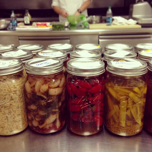 FLOTUS44's tweet image. Pickled veggies from the @WhiteHouse Kitchen Garden ready to be added to tomorrow night's #StateDinner! #LetsMove