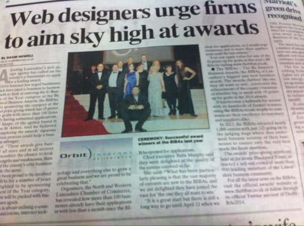BIBAs2026's tweet photo. Read our sponsor @OrbitInternet 's call for e-businesses to sign up to the #bibas2014 in tonight's @leponline http://t.co/YiYcMEkl1p