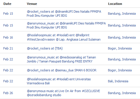 rocket_rockers's tweet photo. jadwal sementara @anonymous_music 
@hoolahoopmusic @rocket_rockers Feb 2014 http://t.co/oeOsH22uz5