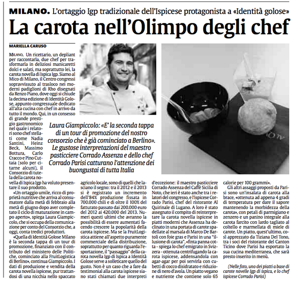 Su #LaSicilia la #carotanovellaIspicaIgp protagonista a #iGmi14, piatti a cura di #CorradoParisi e #CorradoAssenza