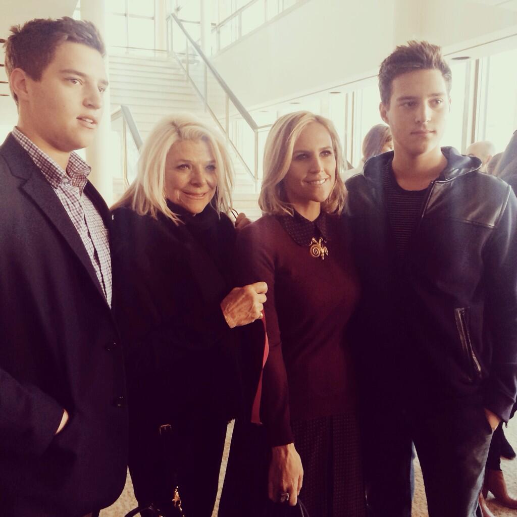 Photo Designer Tory Burch backstage with her family at New York