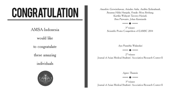 amsaindonesia's tweet photo. AMSA-Indonesia would like to congratulate these amazing individuals. May their accomplishments inspire us all http://t.co/jdiTTTUBhh
