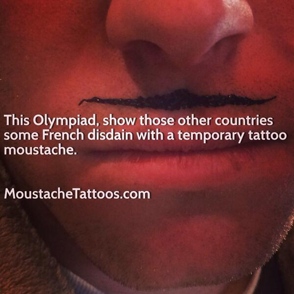 StacheToos's tweet image. This Olympiad, show those other countries some #French disdain w/ a temporary #tattoo #mustache.  #olympics #TeamUSA