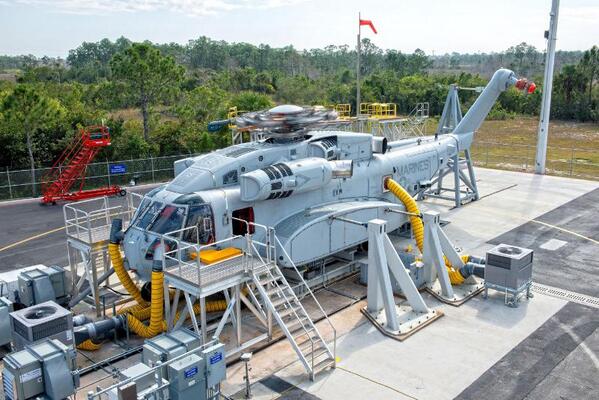 verticalmag's tweet image. .@SikorskyAircrft's #CH53K ground test vehicle undergoing 'Bare Head Light Off' testing. More: bit.ly/1eQYdVT