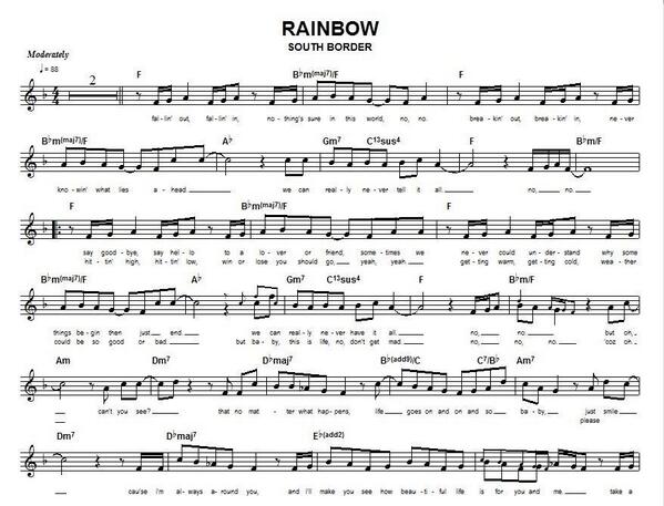 rainbow music notes border