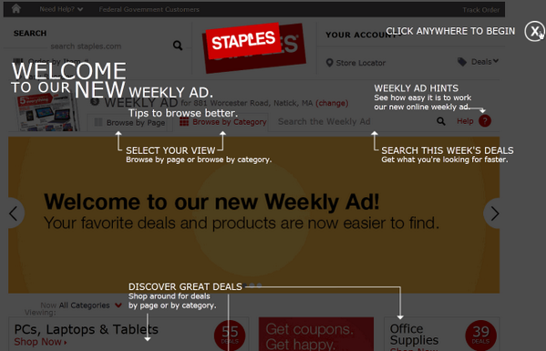Maureen Barlow Liking Staples New Weekly Ad Ui Overlay Really Calls Attention To Ui Components Allows Easy Dismissal Ux Http T Co Yld0pfpptb