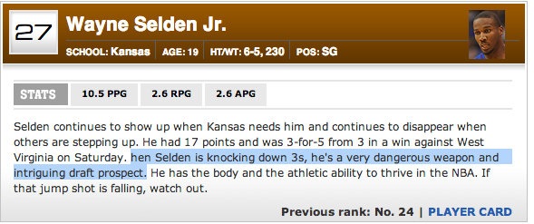 SportSpellCheck's tweet image. "hen Selden is knocking down 3s," #spellcheck @chadfordinsider @espn 

insider.espn.go.com/nba/draft2014/…