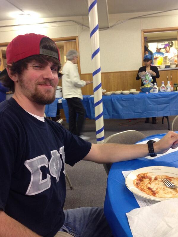 New brother Aaron Meciej supporting Kappa Kappa Gamma tonight at their spaghetti dinner #VDBL