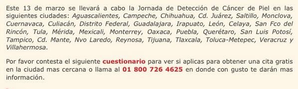 dermared's tweet photo. Ciudades participantes en la #jornadadedeteccion #cancerdepiel http://t.co/0SVZjMtpzB