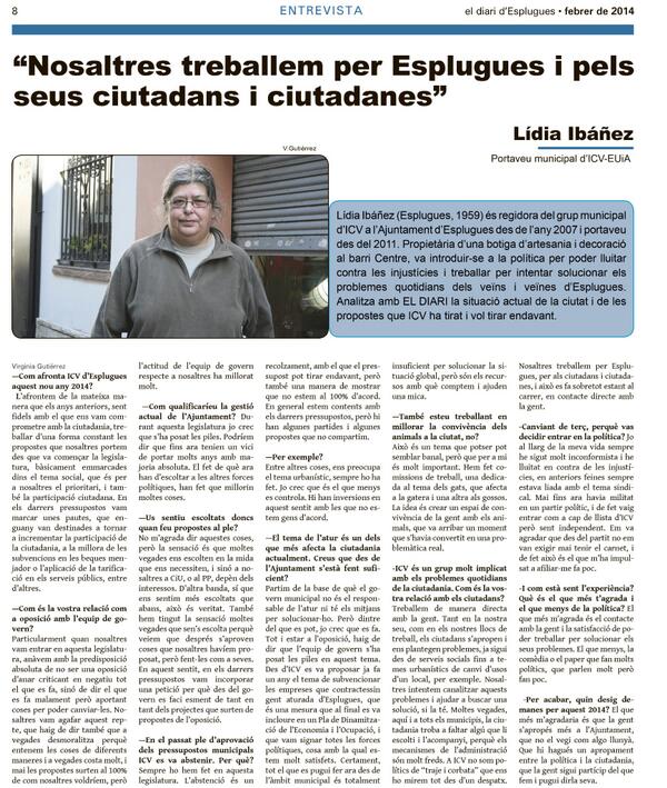 DiariEsplugues's tweet photo. Entrevista amb la Lidia Ibáñez, portaveu d'@icvesplugues. http://t.co/I8YeklglOV