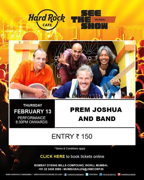 groove_temple's tweet image. #GigAlert @wtsindia #PremJoshua and Band playing Live at @HRCIndia , Mumbai on 13th February 2014, spread the word :)