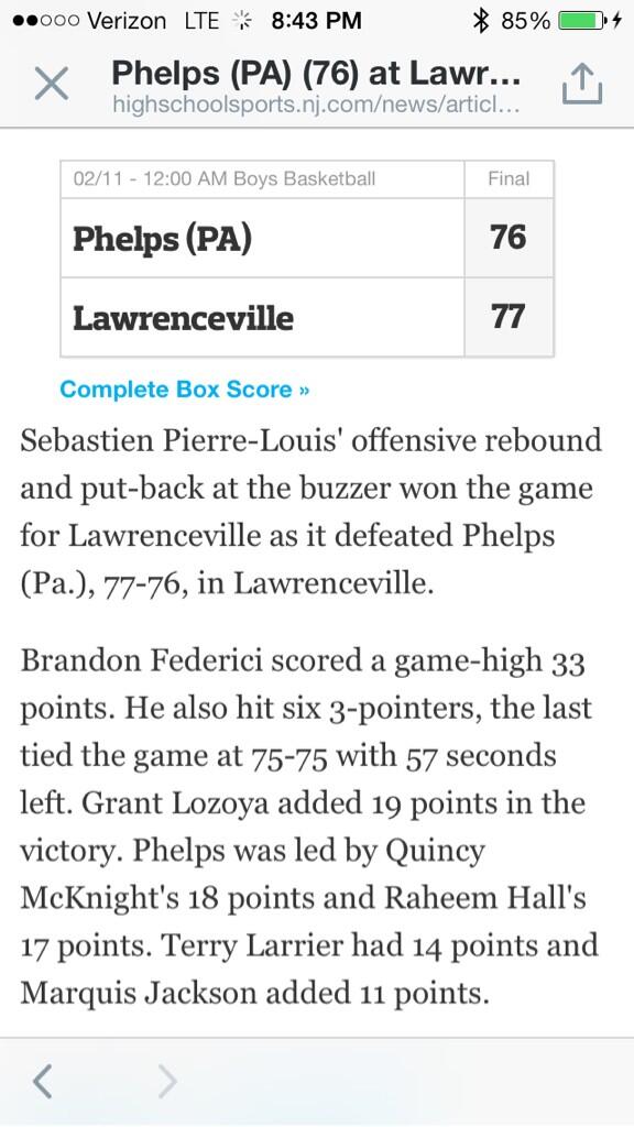bobfederici's tweet photo. @brandon_fed keeps his streak of successful Senior Nights alive. 33 points in win over Phelps http://t.co/fEKCNex93R