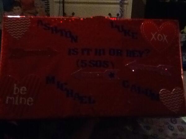 GleefulMaddie's tweet image. This Is my valentine box. Yep.. @Ashton5SOS @Michael5SOS @Calum5SOS @Luke5SOS