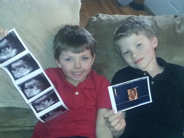 Kayleejharting's tweet photo. Over 5 1/2 years later, another baby in the making...o.m.g!!!!  Feel like a first time mom again! http://t.co/F1zYpPpdit