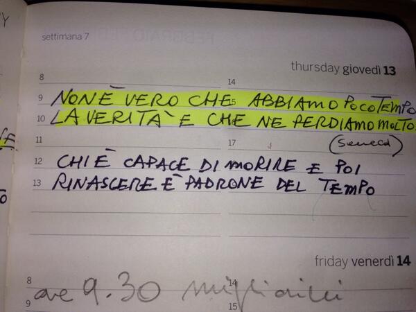 "Non è vero che abbiamo poco tempo, la verità è che ne perdiamo molto."
AldoRock