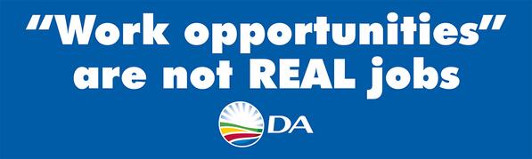 Our_DA's tweet photo. RT @phelfrich: Mr. @SAPresident South Africans need 6 million #REALjobs not just job placements through the EPWP. http://t.co/PxdB4cCRaF