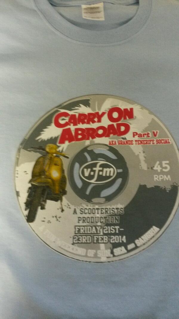 Vfm* carry on abroad t shirts in tenerife. Being printed now. 
Who's going?
#vespa #lambretta #tenerife