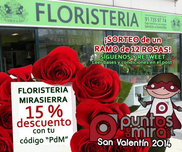 puntosdemira's tweet photo. ¡Sorteo y descuento exclusivo en la Floristeria Mirasierra! RT&amp;FOLLOW Bases del sorteo: https://t.co/MmEAyacbLR http://t.co/DPtg6w6hYY