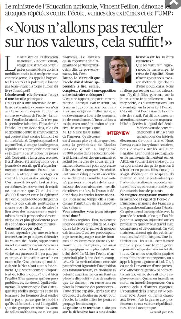Vincent Peillon dans Libération : "L'instruction a toujours eu une dimension éducative".  BgRfi6QIEAAV0bQ