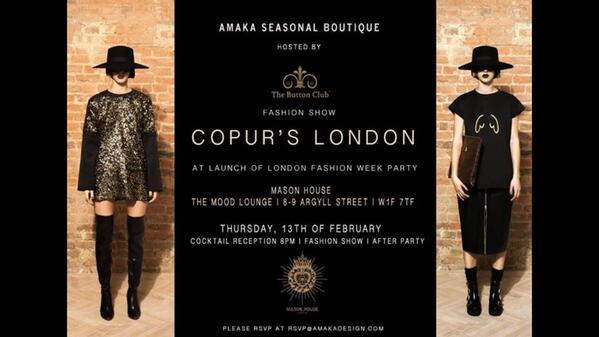 Amakadesign's tweet photo. Last minute to RSVP for tomorrow's Copur's fashion show at Mason House rsvp@amakadesign.com http://t.co/GCRmf2Akkh