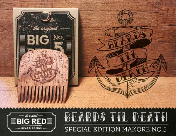 BigRedBeardComb's tweet photo. RETWEET &amp; FOLLOW to WIN! 3 Beards Til Death Makore No.5's to giveaway! @TheModCabin @TheBeardsman @freshwearfeed http://t.co/BdA2BCNhur