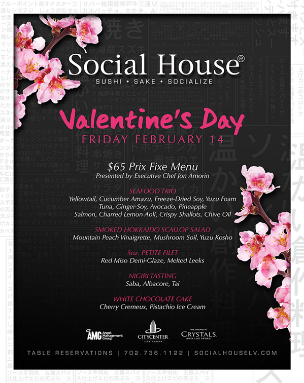 AMGNightlife's tweet photo. This Valentine's Day, enjoy a Chef crafted Prix Fixe Menu at @SocialHouselv

Reservations: http://t.co/FyE68GAMBK http://t.co/3VJrI6iXE1