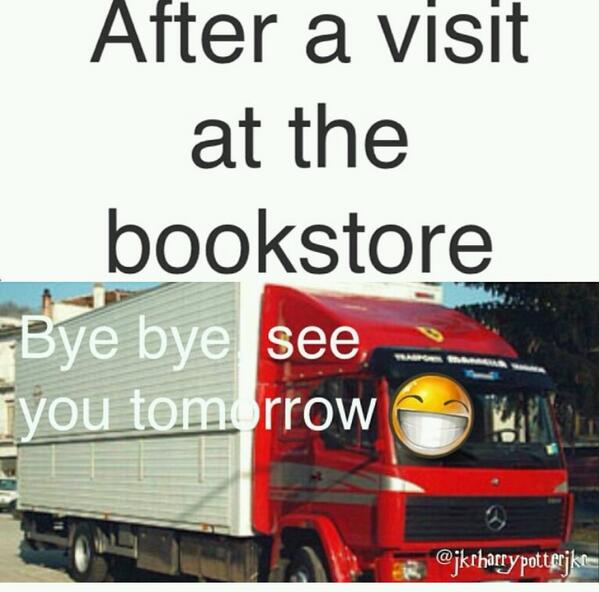 xthebookthief's tweet image. Me after a visit at the bookstore