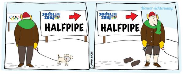 Meneer Achterkamp is op de olympische spelen...
#sotsji2014 #halfpipe #humor #striphumor